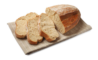 Pieces of fresh bread isolated on white