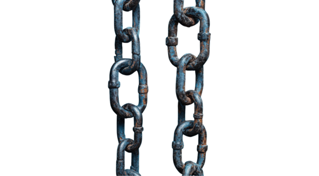 Strong Chains of Unity: The image shows two vertical steel chains against background, the symbol of solidarity, the rustic texture hints at durability and resilience.