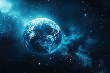 Fototapeta premium Vibrant view of Earth from space showcasing blue oceans and swirling clouds