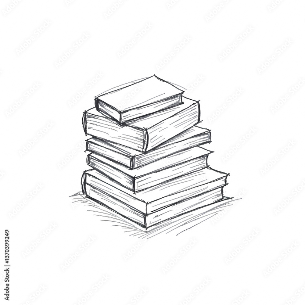 Poster grayscale of a neatly stacked pile of books