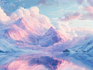 Obraz premium Pink Winter Mountains