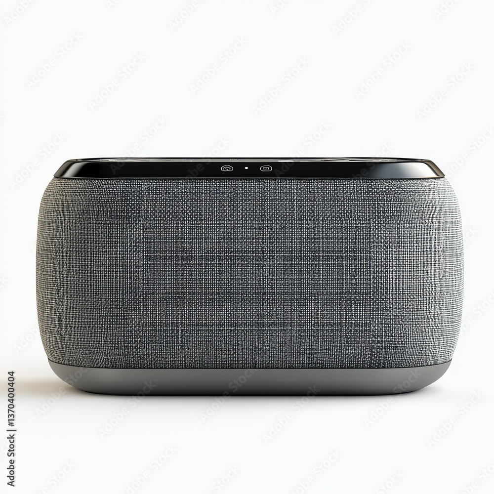 Aufkleber sleek and minimalist gray wireless speaker with fabric texture for modern home audio on a white back