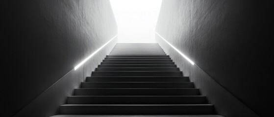 Ascending stairway bathed in ethereal luminescence towards brightness