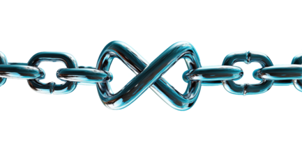 The Eternity of Connection: A striking visual showcasing a chain.  An infinity symbol, symbolizing limitless continuity, seamlessly incorporated into the chain.