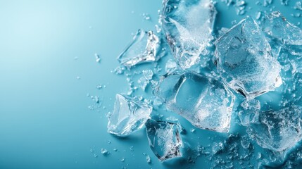 A captivating arrangement of ice cubes displaying crystal clarity and stunning reflections, illustrating the beauty and simplicity of frozen water in a clean aesthetic.
