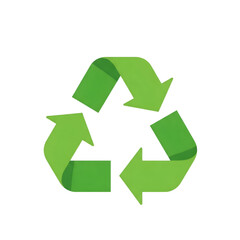 Green recycling symbol icon isolated on white, representing environmental conservation