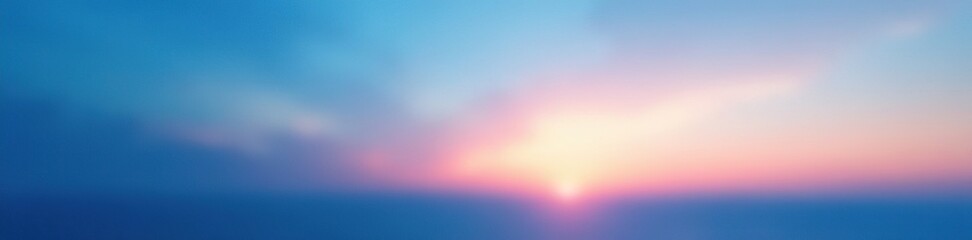 Soft gradient blue sky with subtle spotlight at horizon, ambiance, evening, abstract background