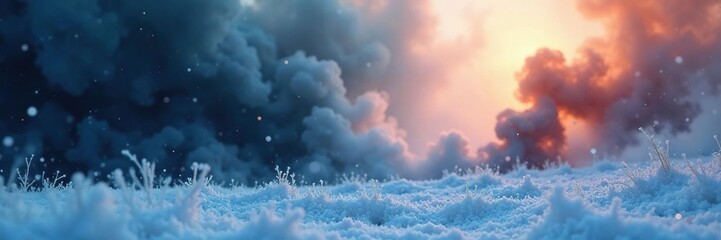 Dark smoke swirls in cold winter air frosty atmosphere, frost, bleak