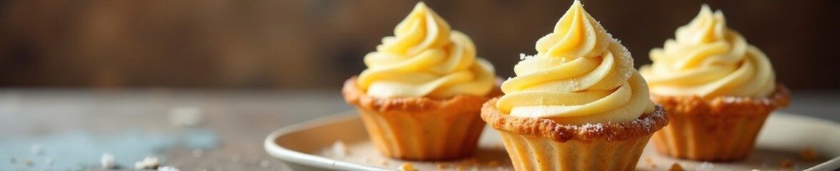 A delicate pastry cup filled with a golden gelato, Whipped Cream, Frozen Delights, Gelato Cups