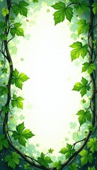 Netting covering vines with leaves and stems on either side, stem, green