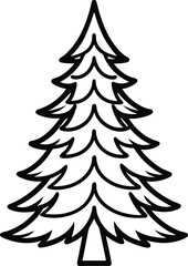 fir tree icon line art vector illustration