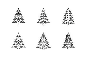 fir tree icon line art vector illustration