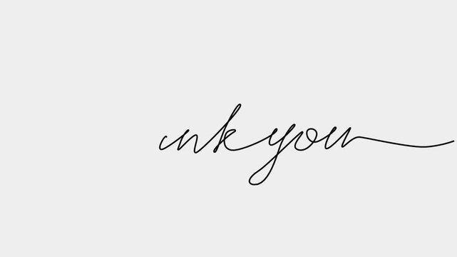 Thank you lettering drawn single continuous line in minimalism
