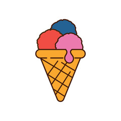 Ice cream cone cartoon style. Vector illustration