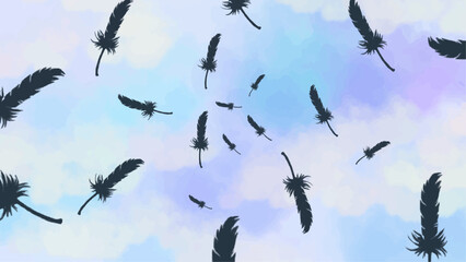 Silhouettes of Flying Birds in the Sky