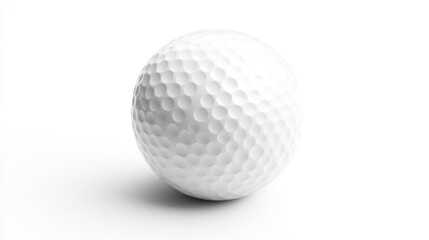 Isolated Golf Ball Close-up on White Background for Sporting Goods Marketing