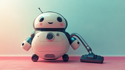 Obraz premium Cute robot vacuum cleaner