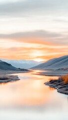 Fototapeta premium Serene sunrise over tranquil river valley