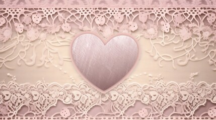 Delicate Lace Heart Romantic Design Background