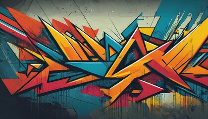 Colorful graffiti art on rough concrete surface