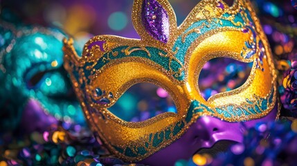 Fototapeta premium Intricate Carnival Masks with Glittering Details for Festive Celebrations