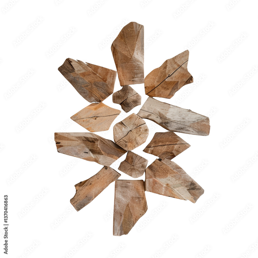 Aufkleber natural wood shards in various shapes and sizes ideal for artistic and craft projects