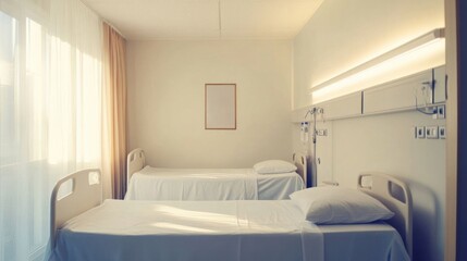 Bright, clean hospital room.