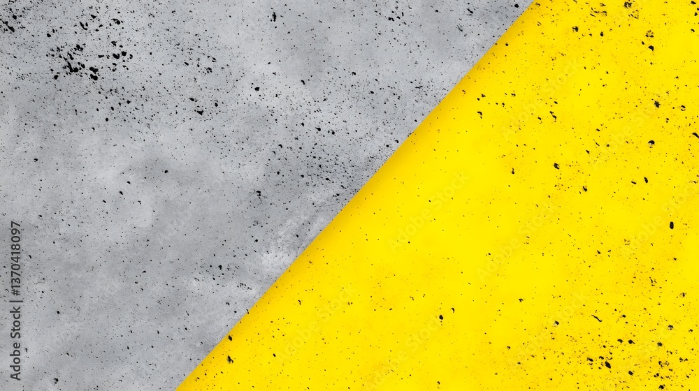 Poster abstract grey and yellow concrete texture background split diagonal design