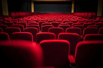 Fototapeta premium Empty red armchairs of a theater ready for a show