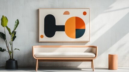 Modern minimalist art piece and couch