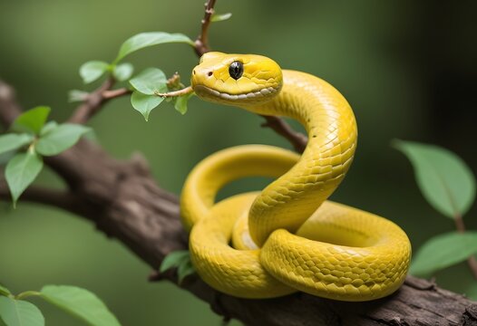green snake on a branch