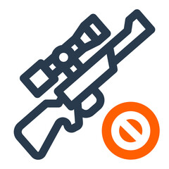 Anti-Poaching Icon with Sniper Rifle and Prohibition Symbol
