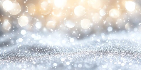 Fototapeta premium Sparkling Silver Glitter with Bokeh Lights for Festive Holiday Background