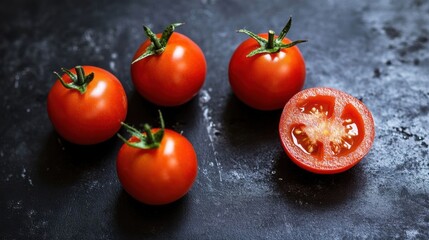 Whole and halved cherry tomatoes.