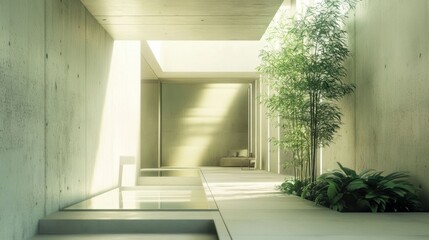 Fototapeta premium Modern interior with bamboo plants.