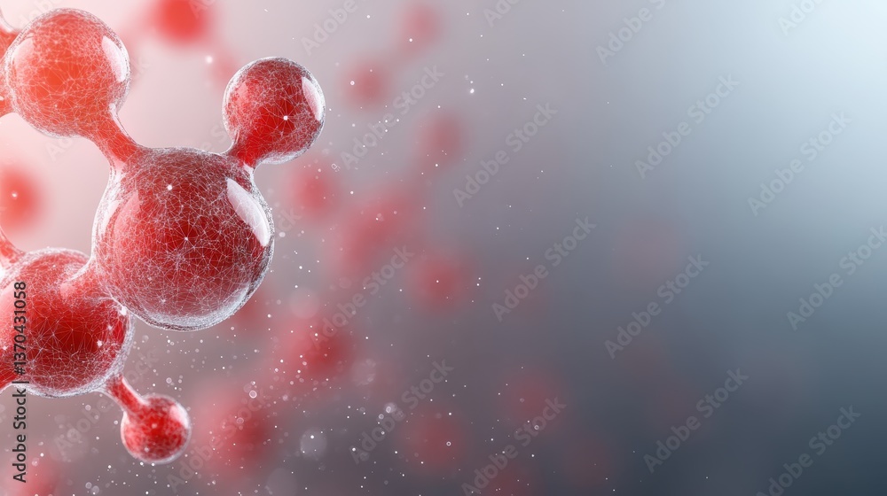 Fototapete an eye-catching representation of a red molecular structure, reflecting the intricate beauty of scie