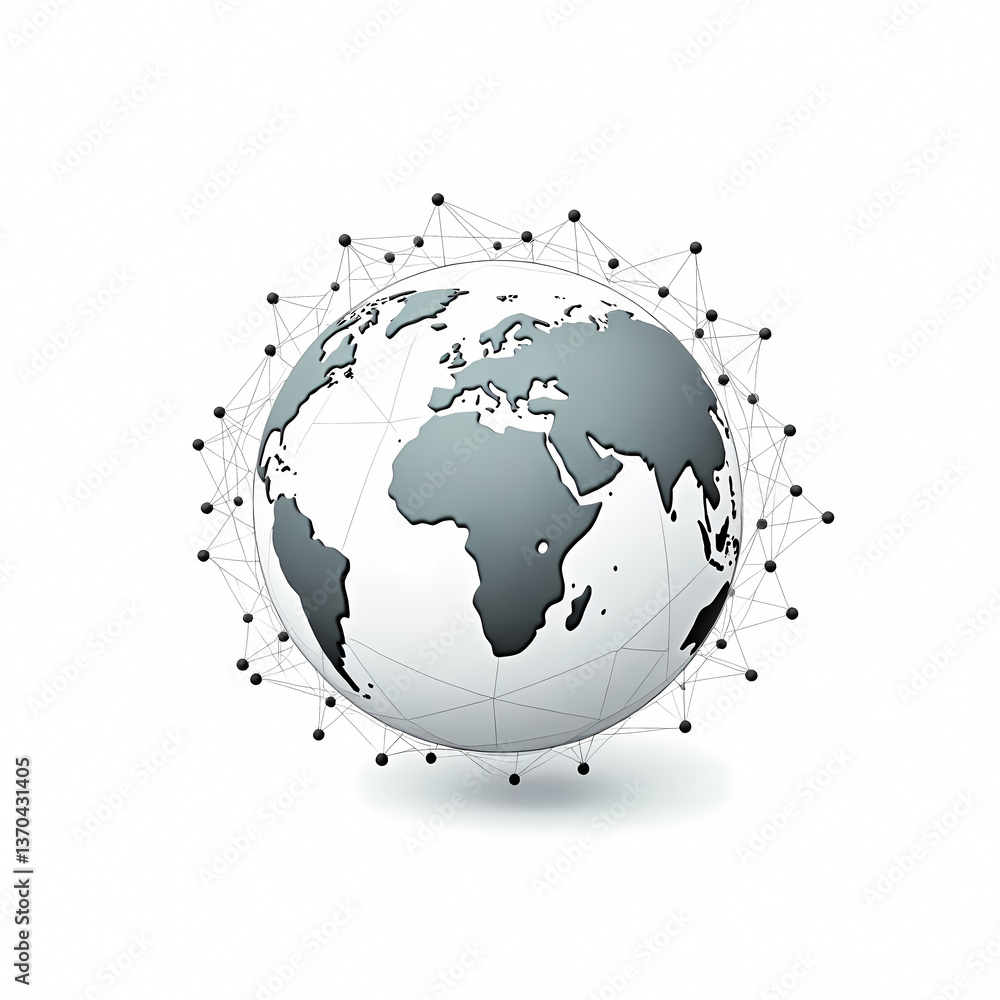 Poster global network: a 3d rendering of an interconnected world