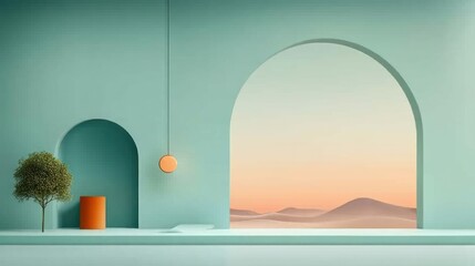 Minimalist archway with desert view