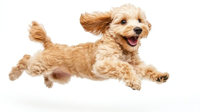 Happy Cavoodle Puppy Running and Jumping