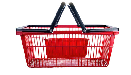 Supermarket shopping basket empty Isolated On PNG Transparent and White Background 