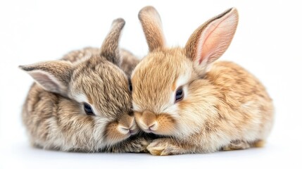 Fototapeta premium Adorable Small Rabbits Snuggling