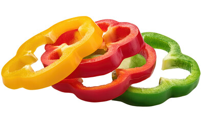 Sweet pepper slices, paprika Isolated On PNG Transparent and White Background 