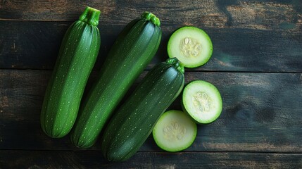 three whole zucchinis and slices
