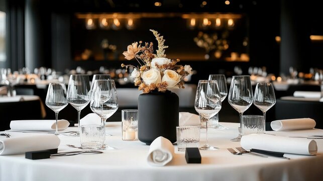 Elegant restaurant dining table setting