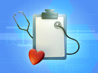 Pad, stethoscope and heart