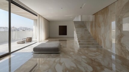 Fototapeta premium Modern open-plan living area with terrace