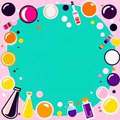 Colorful Pixel Art Bubbles and Bottles Frame