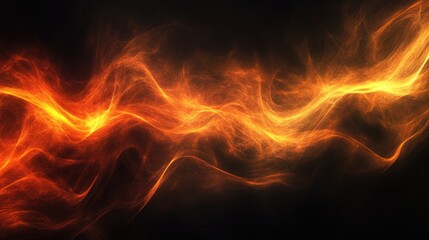 Fototapeta premium Abstract Flame Wave with Vibrant Orange and Yellow Colors against Dark Background for Creative Design Projects