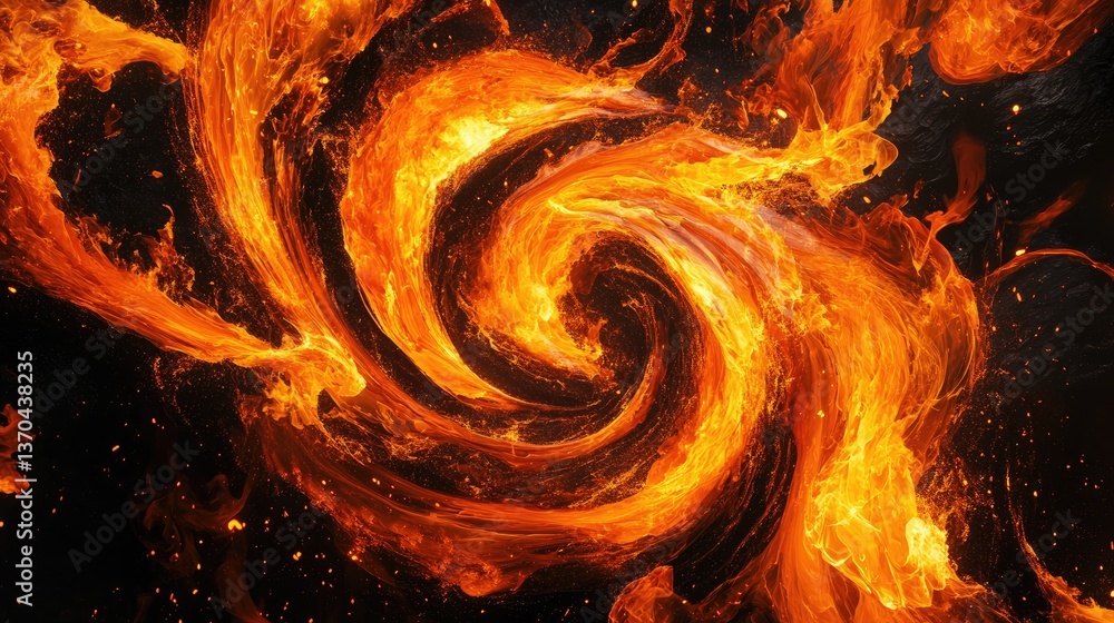 Poster vibrant swirling flames creating dynamic patterns in a charismatic fire scene