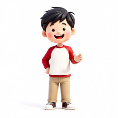 Fototapeta premium smiling cartoon boy in casual clothes giving thumbs up